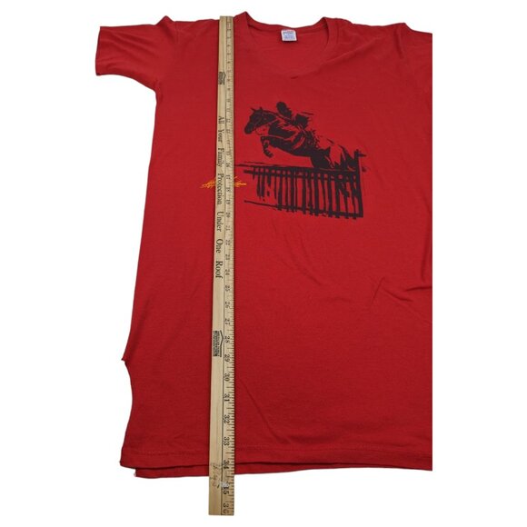 Vintage 80s 90s Single Stitch Jerzees Russell Made In USA Womens Red L‎ Horse - Picture 11 of 12